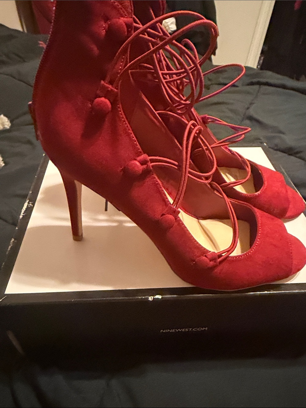 Women's Red Lace-Up High Heels Nine West